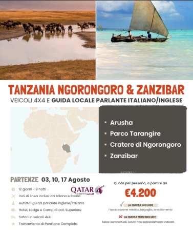 TANZANIA E ZANZIBAR VIAGGI SAFARI